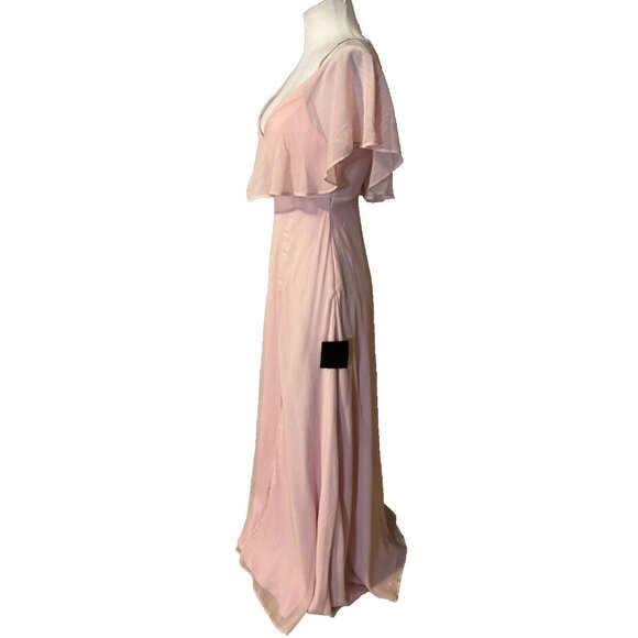 Lulus Pink Long Formal Dress Short Sleeve Wedding Party Cruise NWT NEW - Picture 5 of 13